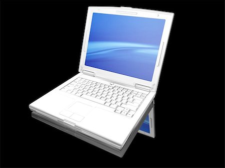 simsearch:400-08299548,k - 3D render of a white laptop on a black background Stock Photo - Budget Royalty-Free & Subscription, Code: 400-04976433
