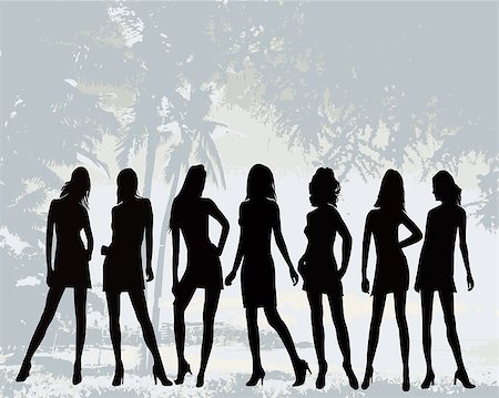simsearch:400-04222943,k - Posing women - silhouette vector illustration Photographie de stock - Aubaine LD & Abonnement, Code: 400-04977815