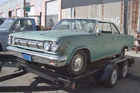 flatbed - An old used car on a flatbed trainler. Stock Photo - Budget Royalty-Free & Subscription, Code: 400-04972175