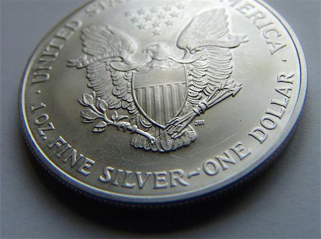 Artistic angle of a 2006 US silver eagle. Stock Photo - Budget Royalty-Free & Subscription, Code: 400-04972392