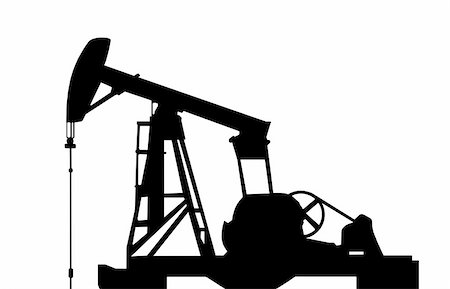 Black silhouette the oil pump on the white background Stock Photo - Budget Royalty-Free & Subscription, Code: 400-04986332