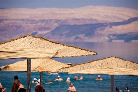 Sunshades on the Dead Sea beach from Israel Stock Photo - Budget Royalty-Free & Subscription, Code: 400-04986915