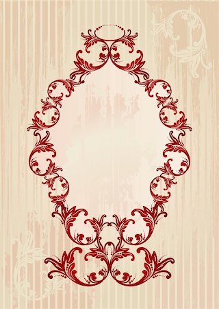 simsearch:400-05077687,k - Red and beige vector illustration of an abstract floral frame Stock Photo - Budget Royalty-Free & Subscription, Code: 400-04982205