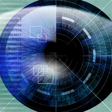eye laser beam - eye being scanned on a blue background Photographie de stock - Aubaine LD & Abonnement, Code: 400-04982633