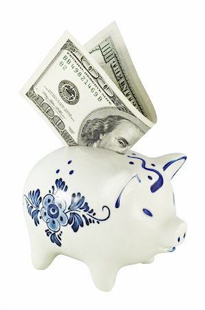 simsearch:400-06077471,k - piggy bank with dollars isolated Stock Photo - Budget Royalty-Free & Subscription, Code: 400-04995456