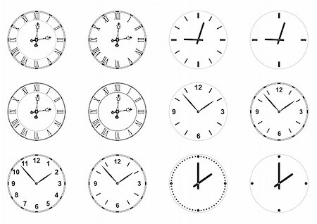 roman numeral - set of vector clock faces and hands including gothic style with roman numerals Stock Photo - Budget Royalty-Free & Subscription, Code: 400-04995560