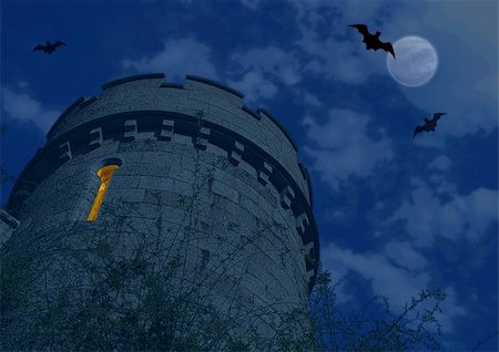 simsearch:400-03936196,k - Halloween background with bat and dark castle Stock Photo - Budget Royalty-Free & Subscription, Code: 400-04996909