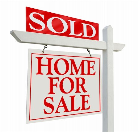 sold sign - Sold Home For Sale Real Estate Sign Isolated on a White Background. Stock Photo - Budget Royalty-Free & Subscription, Code: 400-04997526