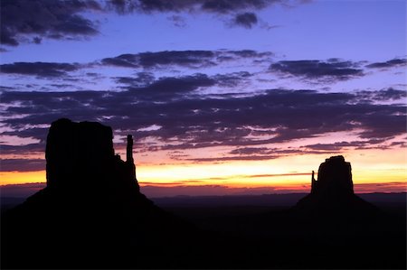 simsearch:862-08091453,k - West and East Mitten Butte at Monument Valley during sunrise. Stock Photo - Budget Royalty-Free & Subscription, Code: 400-04998658