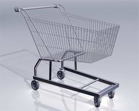 simsearch:700-01163575,k - Illustration of an empty shopping cart on a reflective surface Stock Photo - Budget Royalty-Free & Subscription, Code: 400-04999725