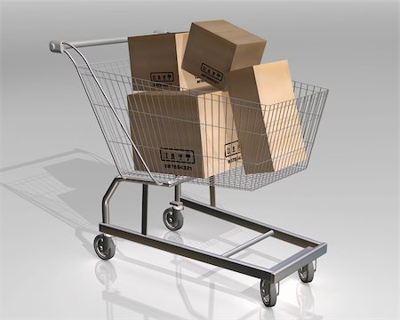 simsearch:700-01163575,k - Illustration of a shopping cart full of parcels Stock Photo - Budget Royalty-Free & Subscription, Code: 400-04999726