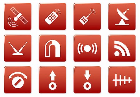 Gadget square icons set. Red - white palette. Vector illustration. Stock Photo - Budget Royalty-Free & Subscription, Code: 400-05004197