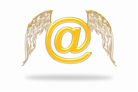 simsearch:400-04508643,k - Email with a angel wings on a white background Stock Photo - Budget Royalty-Free & Subscription, Code: 400-05004560