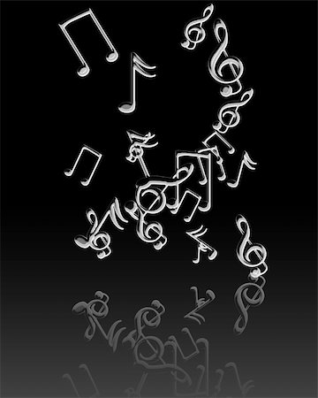 simsearch:400-05075451,k - Silver music notes with some soft reflection Stock Photo - Budget Royalty-Free & Subscription, Code: 400-05004906