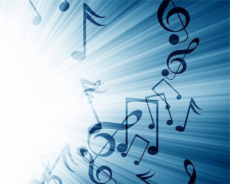 music notes in a soft blue background Stock Photo - Budget Royalty-Free & Subscription, Code: 400-05005716