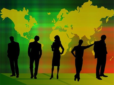 teamworkon gradient background with world map Stock Photo - Budget Royalty-Free & Subscription, Code: 400-05006244