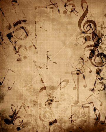 swirling music sheet - Old music sheet with musical notes Stock Photo - Budget Royalty-Free & Subscription, Code: 400-05000296