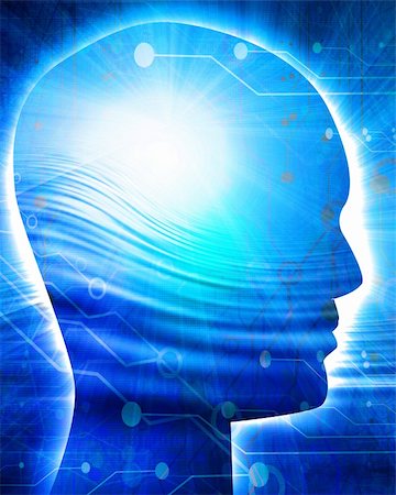 futuristic technology background with integrated human head Stock Photo - Budget Royalty-Free & Subscription, Code: 400-05000324