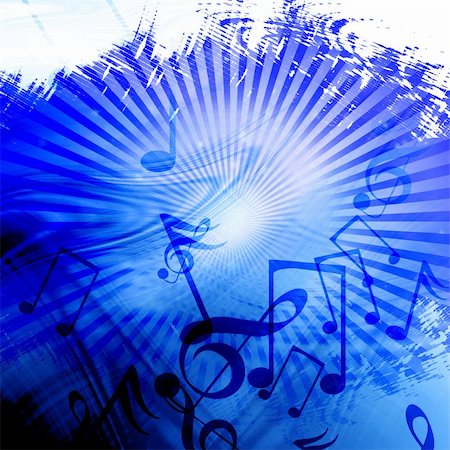 simsearch:400-05075451,k - Blue abstract background with music notes Stock Photo - Budget Royalty-Free & Subscription, Code: 400-05000384