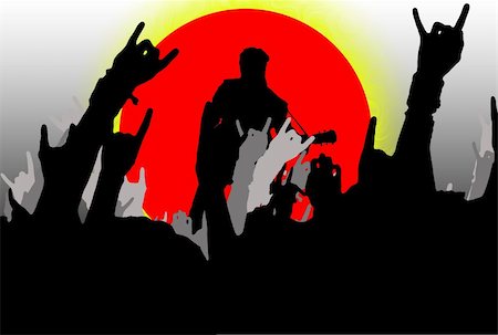 simsearch:400-04644405,k - Illustration of a rock concert with people wawing hands Stock Photo - Budget Royalty-Free & Subscription, Code: 400-05001639