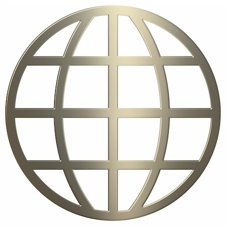 earth globe line art - 3d gold www symbol over white background Stock Photo - Budget Royalty-Free & Subscription, Code: 400-05001723