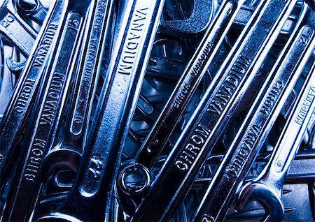 simsearch:400-03947919,k - There are different kinds of tools - open-ended and combination spanners. Stock Photo - Budget Royalty-Free & Subscription, Code: 400-05014986