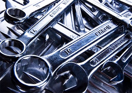 simsearch:400-03947919,k - There are different kinds of tools - open-ended and combination spanners. Stock Photo - Budget Royalty-Free & Subscription, Code: 400-05014980