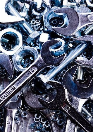 simsearch:400-03947919,k - There are different kinds of tools - open-ended and combination spanners. Stock Photo - Budget Royalty-Free & Subscription, Code: 400-05014998