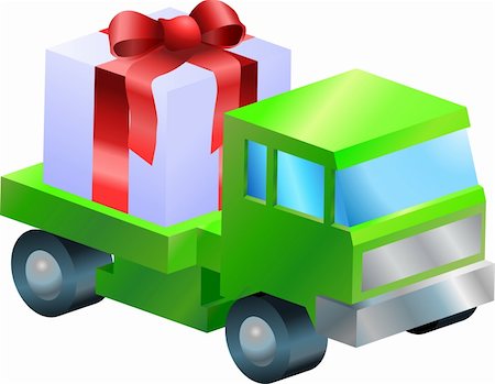 A truck or lorry carrying a nicely wrapped gift Stock Photo - Budget Royalty-Free & Subscription, Code: 400-05015084