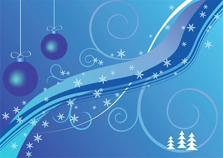 Two blue christmas balls, snow, abstract background Stock Photo - Budget Royalty-Free & Subscription, Code: 400-05015177
