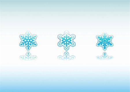 simsearch:400-07053830,k - Set of 3 different snowflakes icon designs with reflections. Stock Photo - Budget Royalty-Free & Subscription, Code: 400-05015600