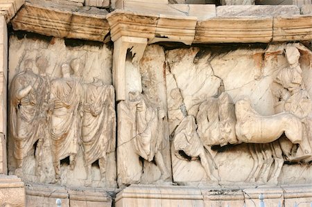 simsearch:400-04476617,k - Philopappos Monument detail southwest of the Acropolis, is the tomb of Caius Julius Antiochos Philopappos landmarks of athens greece Stock Photo - Budget Royalty-Free & Subscription, Code: 400-05015882
