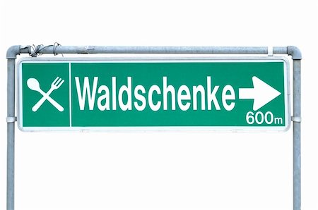 a green mandatory sign Waldschenke 600 m Stock Photo - Budget Royalty-Free & Subscription, Code: 400-05017275