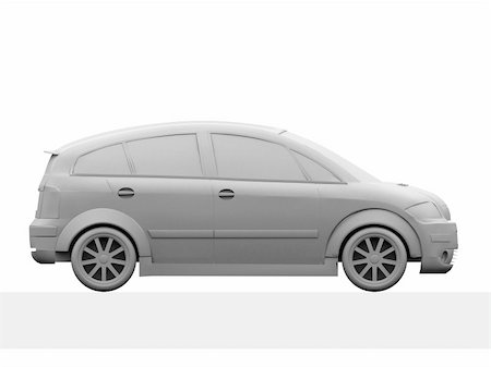 simsearch:400-05034481,k - 3d rendered black/white illustration of a car Stock Photo - Budget Royalty-Free & Subscription, Code: 400-05017643