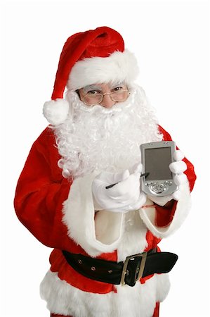 Santa Holding a PDA with a message.  PDA is blank ready for message to be inserted.  Isolated on white. Stock Photo - Budget Royalty-Free & Subscription, Code: 400-05019519