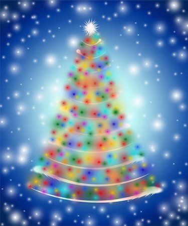 simsearch:400-05006261,k - christmas tree drawn by white, red, yellow, orange, pink, violet, green and blue lights Stock Photo - Budget Royalty-Free & Subscription, Code: 400-05019910