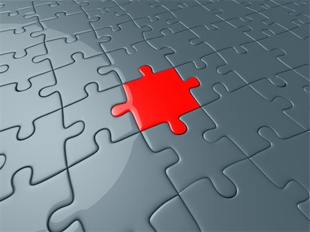 putting the pieces together - 3d rendered illustration of grey and red puzzle pieces Stock Photo - Budget Royalty-Free & Subscription, Code: 400-05010431