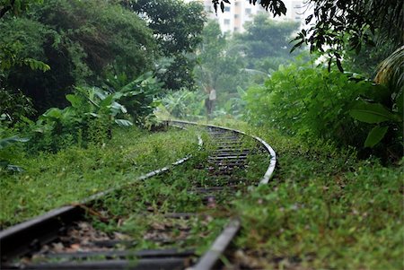deserted railway track in the town side Stock Photo - Budget Royalty-Free & Subscription, Code: 400-05013158