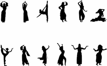 silhouette acrobatic art - exotic eastern dance silhouettes Stock Photo - Budget Royalty-Free & Subscription, Code: 400-05026059