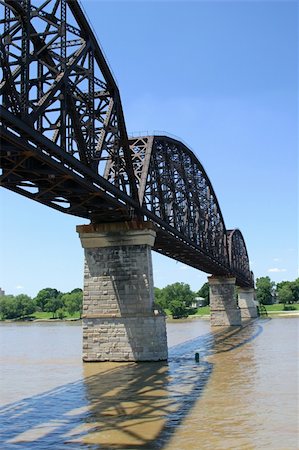 A vertical view of the old Railroad Bridge over the Ohio River from Lousiville KY to Indiana. Stock Photo - Budget Royalty-Free & Subscription, Code: 400-05021150
