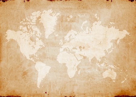 World map on aged paper,2D art Stock Photo - Budget Royalty-Free & Subscription, Code: 400-05037273