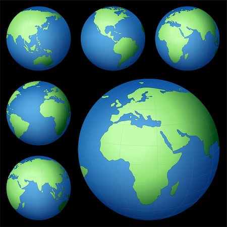 simsearch:400-05052137,k - planet earth map from six views; illustration Photographie de stock - Aubaine LD & Abonnement, Code: 400-05039085