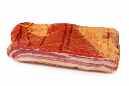 simsearch:400-04885499,k - Smoked pork bacon on white background Stock Photo - Budget Royalty-Free & Subscription, Code: 400-05039206