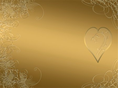 elegant golden arabesque design with love heart Stock Photo - Budget Royalty-Free & Subscription, Code: 400-05030202