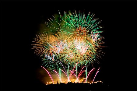 simsearch:400-04882938,k - Fireworks Lighting up the Black Night Sky Stock Photo - Budget Royalty-Free & Subscription, Code: 400-05030670