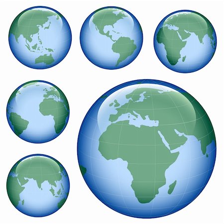 simsearch:400-05052137,k - shiny planet earth map from six views; illustration Photographie de stock - Aubaine LD & Abonnement, Code: 400-05033243