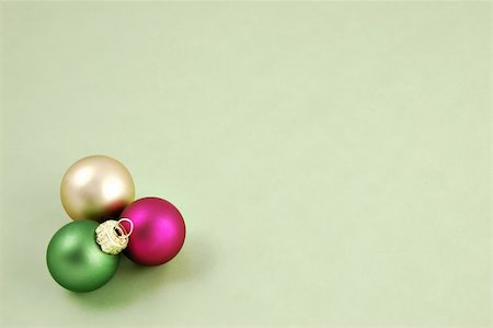 simsearch:400-04499144,k - Christmas ornaments on a pale green background with copyspace Stock Photo - Budget Royalty-Free & Subscription, Code: 400-05033378