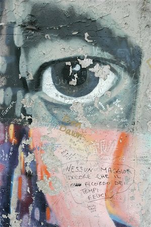 Human eye drawn on berlin wall in germany as symbol of pain Stock Photo - Budget Royalty-Free & Subscription, Code: 400-05047467