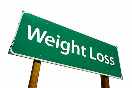 Weight Loss  - road-sign. Isolated on white background. Includes Clipping Path. Stock Photo - Budget Royalty-Free & Subscription, Code: 400-05048202
