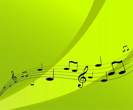 simsearch:400-04492234,k - Flying music on green background. Vector art. Stock Photo - Budget Royalty-Free & Subscription, Code: 400-05040001